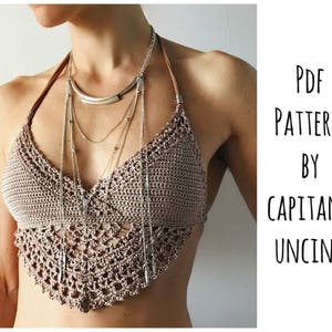 PDF-file for Crochet PATTERN, Numa Crochet Top Sizes XS-L, Bikini top, Cropped top