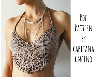 PDF-file for Crochet PATTERN, Numa Crochet Top Sizes XS-L, Bikini top, Cropped top