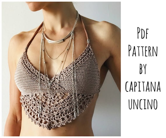 PDF-file for Crochet PATTERN, Numa Crochet Top Sizes XS-L, Bikini top, Cropped top