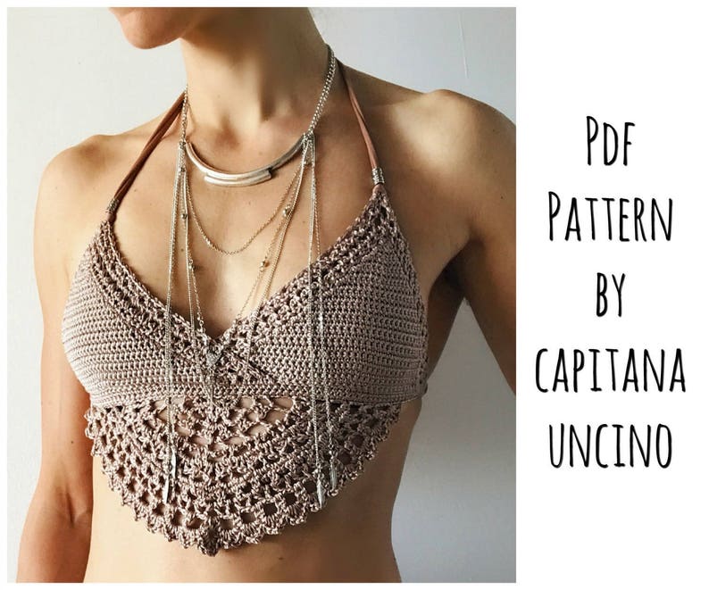 PDF-file for Crochet PATTERN, Numa Crochet Top Sizes XS-L, Bikini top, Cropped top image 1