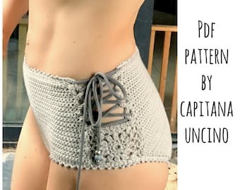 PDF-file for Crochet PATTERN, Aliyah Crochet Bikini Bottom Sizes XS-L, surfer bikini, Highwaist bottom