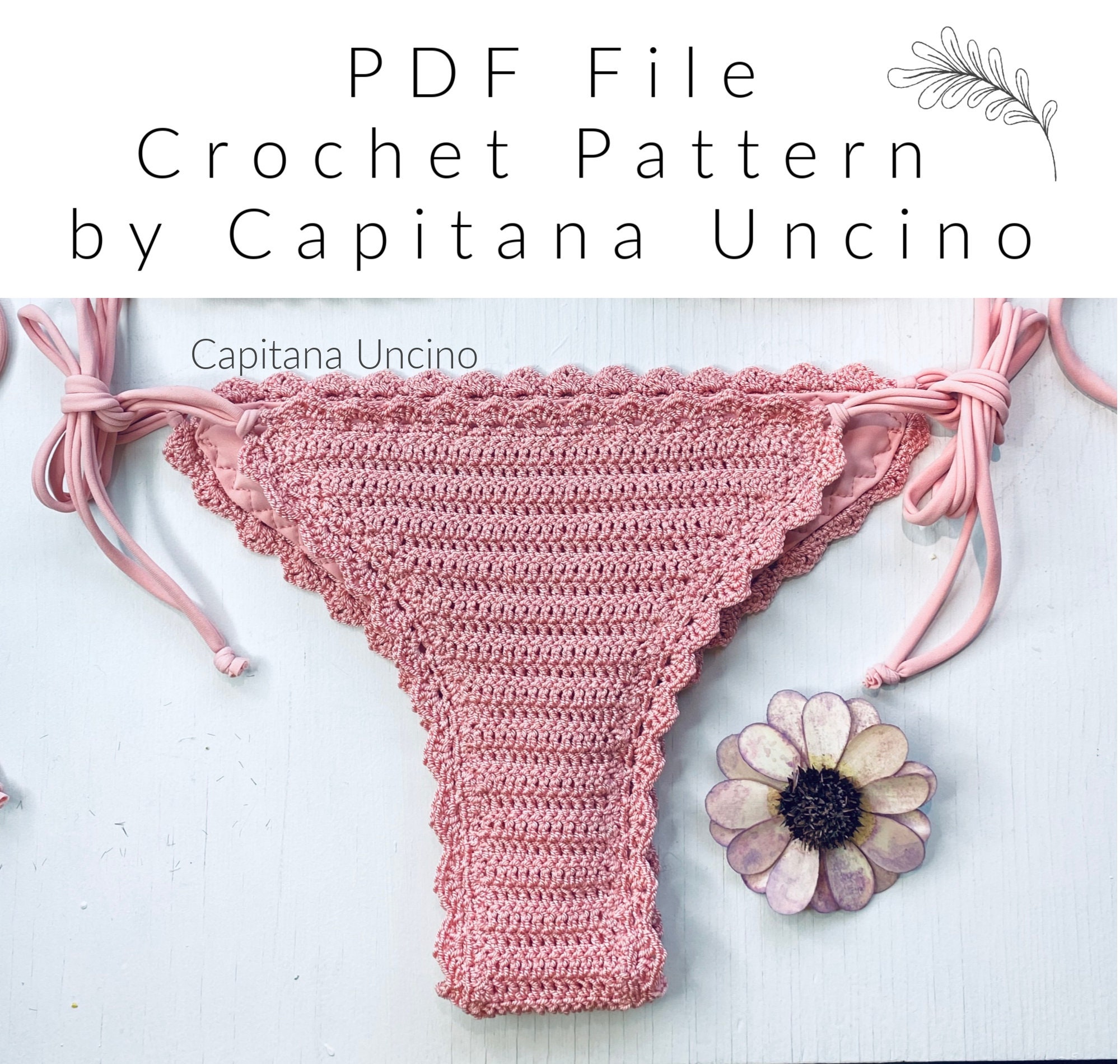 PDFfile for Crochet PATTERN, Marina Crochet Brazilian Bikini Bottom