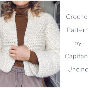 PDF-file for Crochet PATTERN, Naava Jacket, without ribbings, sizes XS-xxL, 6 sizes, one pattern file