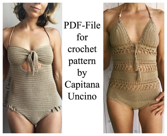 PDF-file,  2 CROCHET PATTERNs for Ariella swimsuit/onepiece and Giana one piece/body, Basic/cheeky bottom, onepiece,  Sizes XS-xL and xs-L