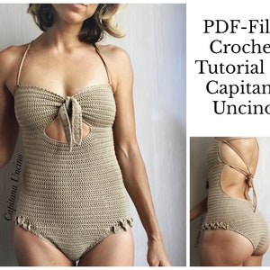 PDF-file, Crochet PATTERN for Ariella Swimsuit, Basic/cheeky bottom, onepiece, Sizes XS-xL, image 1