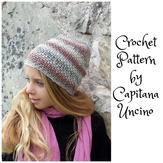 PDF-file Crochet  PATTERN for Amado Beanie, 2 Sizes XS-S andM-L, Slouchy, Easy, Surfer beanie