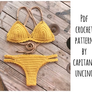 PDF-file for Crochet PATTERN, Marina Crochet Bikini Top and Brazilian Bottom, Sizes XS-L, Surfer Bikini