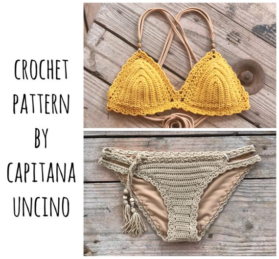 PDF-file for Crochet PATTERN, Marina Crochet Bikini Top and Basic Bottom with more coverage, Sizes XS-L, Surfer Bikini