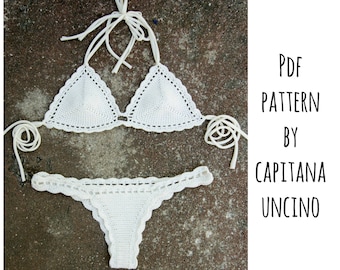 PDF, Crochet PATTERN for Medeia Crochet Bikini Top and Brasilian Bottom, Cheeky, Sizes XS-L