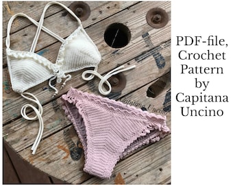 PDF-file for Crochet PATTERN, Liliana Bikini Top and Cheeky Bottom, Sizes XS-xL