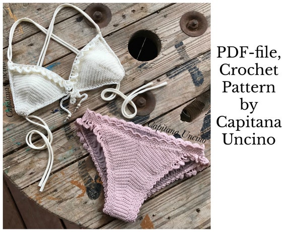 PDF-file for Crochet PATTERN, Liliana Bikini Top and Cheeky Bottom, Sizes XS-xL