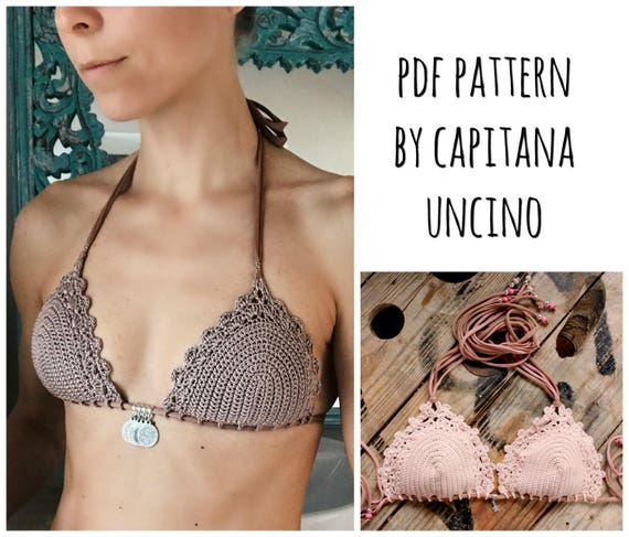 PDF-file for Crochet PATTERN, Lorelei Crochet Bikini Top, Sizes XS-L, 2 edging options