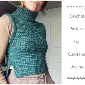 PDF-file for Crochet PATTERN, Elsa Slipover, vest, 6 sizes