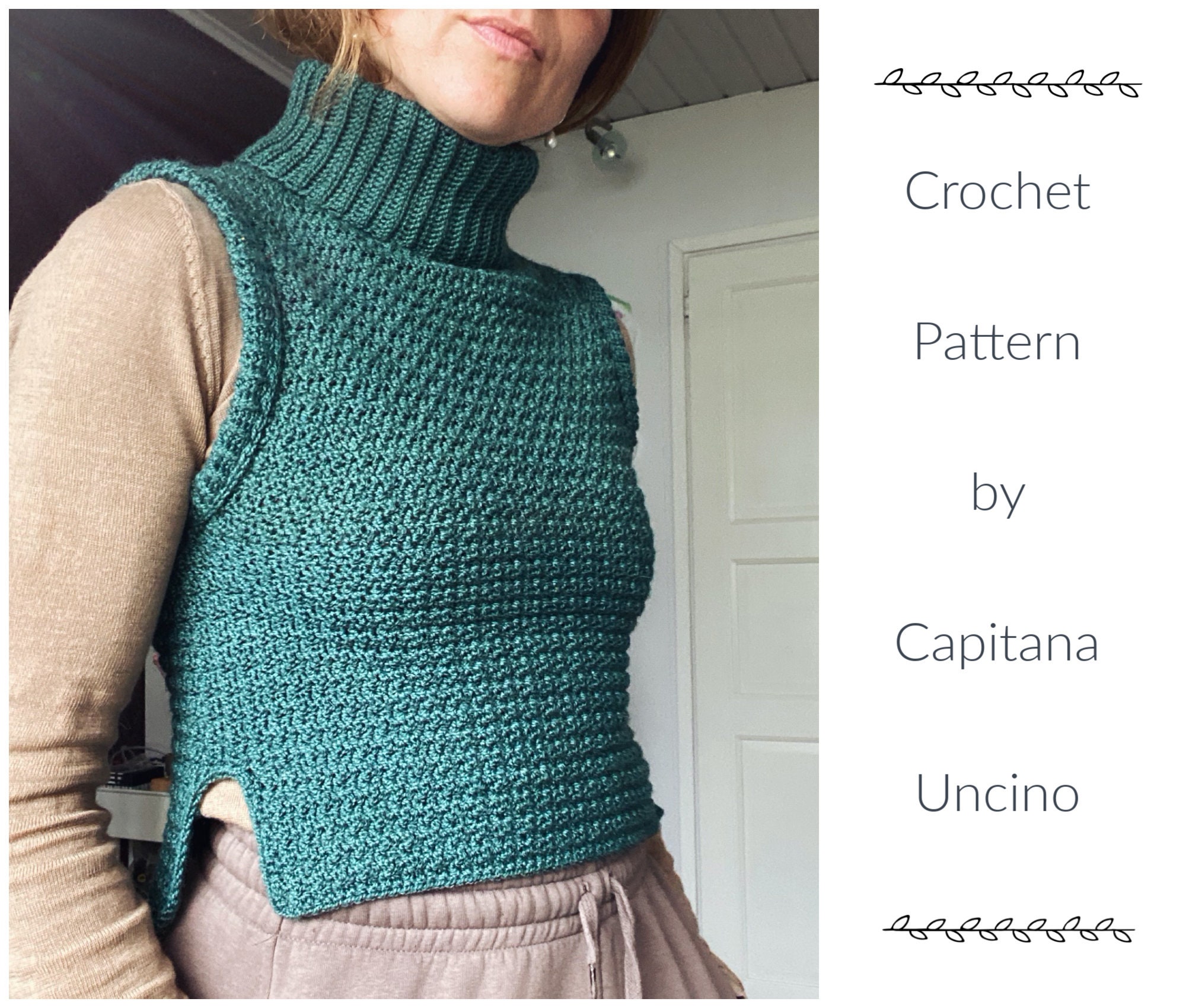 Pdf-file for Crochet PATTERN, Elsa Slipover, Vest, 6 Sizes - Etsy