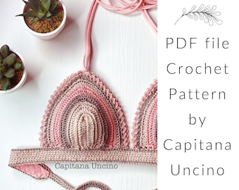 PDF-file for Crochet PATTERN, Equilibrium Crochet Bikini Top, Sizes XS,S,M,L,Xl