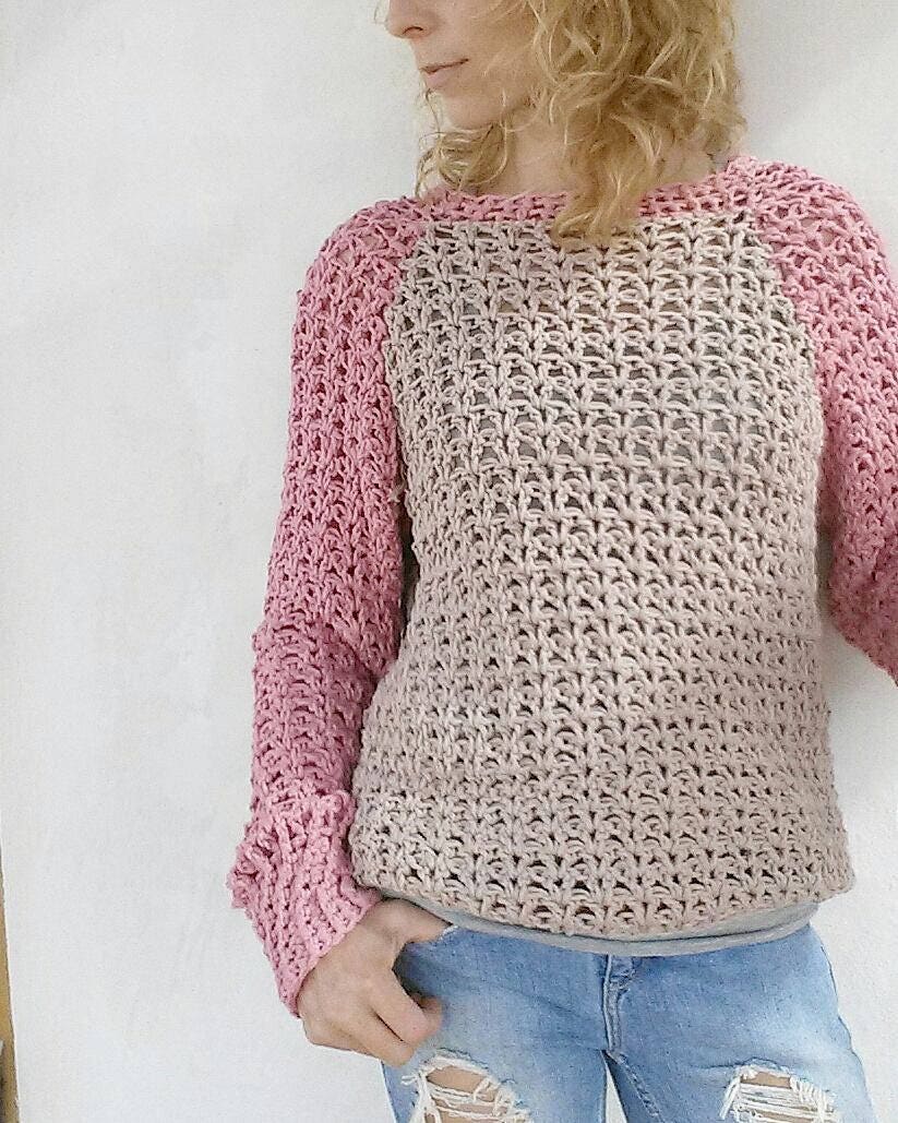 PDF-file for Crochet PATTERN, Valentina Pullover, Sweater, 4 different ...