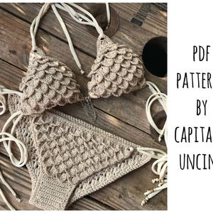 PDF-file for Crochet PATTERN, Ariella Mermaid Crochet Bikini Top and Bottom with side ties, Sizes XS-L image 1