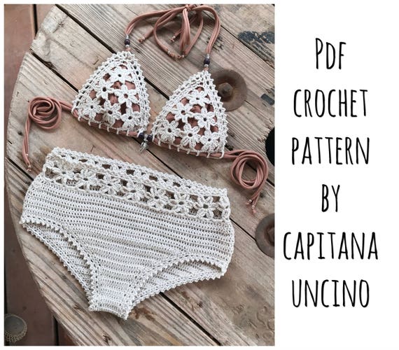 PDF-file for Crochet PATTERN, Coralia Crochet Bikini Top and Hipster Bottom, Sizes XS-L