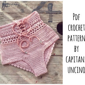 PDF-file for Crochet PATTERN, Angela Crochet Bikini Bottom Sizes XS-L, Highwaist bottom