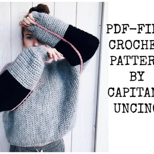 Pdf-Datei zur Häkelanleitung -Tell me a story Cropped Sweater für Frauen, 6 verschiedene Größen: XS-XXL