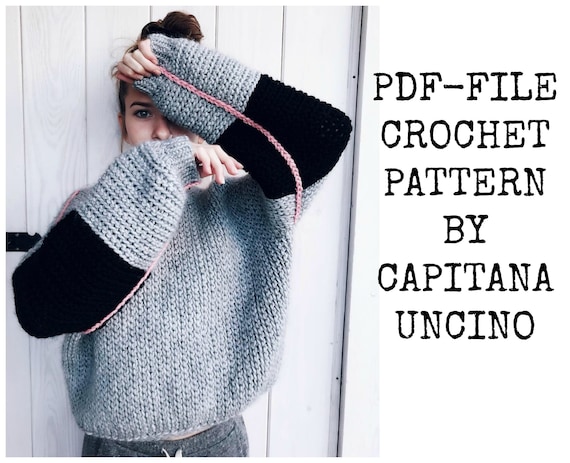 Pdf-file for Crochet PATTERN for Tell me a story Cropped Sweater for women, 6 different Sizes: XS-XXL