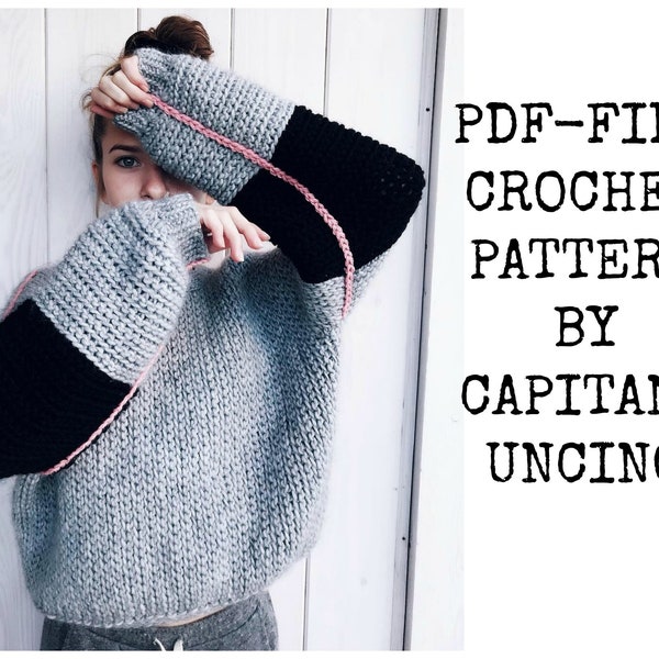 Pdf-file for Crochet PATTERN for Tell me a story Cropped Sweater for women, 6 different Sizes: XS-XXL