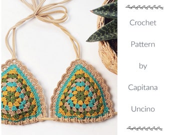 PDF-file for Crochet PATTERN, Granny Crochet Bikini Top, Sizes XS,S,M,L,Xl