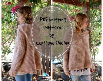 PDF, Knitting  PATTERN for Hoodie, Sizes XS-S/M-L, Sweater, Pullover, Easy