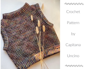 PDF-file for Crochet PATTERN, Saaga Slipover, vest, sizes XS-xxL, 6 sizes