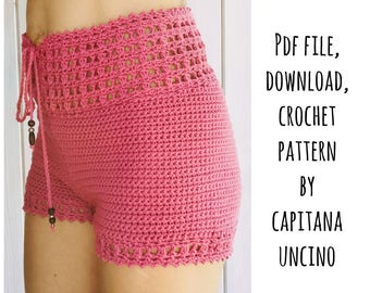 PDF-file for Crochet PATTERN, Leyla Crochet Shorts, Sizes XS-L