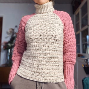 PDF-file for Crochet PATTERN, Halti turtleneck sweater, sizes XS-xxL image 2