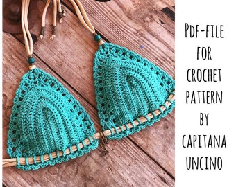 PDF-file for Crochet PATTERN, Serafina Crochet Bikini Top Sizes XS-L