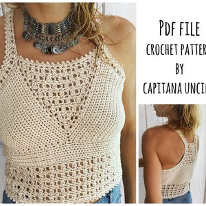 PDF-file for Crochet PATTERN, Leyla Crochet Top Sizes XS-L, Cropped top, Racer back