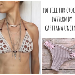 PDF-file for Crochet PATTERN, Coralia Crochet Bikini Top and Brazilian Bottom, Sizes XS-L, Bikini Top, Crochet Bikini pattern,