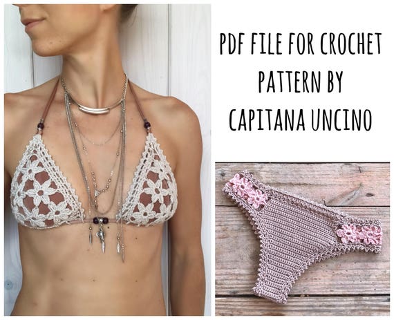 PDF-file for Crochet PATTERN, Coralia Crochet Bikini Top and Brazilian Bottom, Sizes XS-L, Bikini Top, Crochet Bikini pattern,