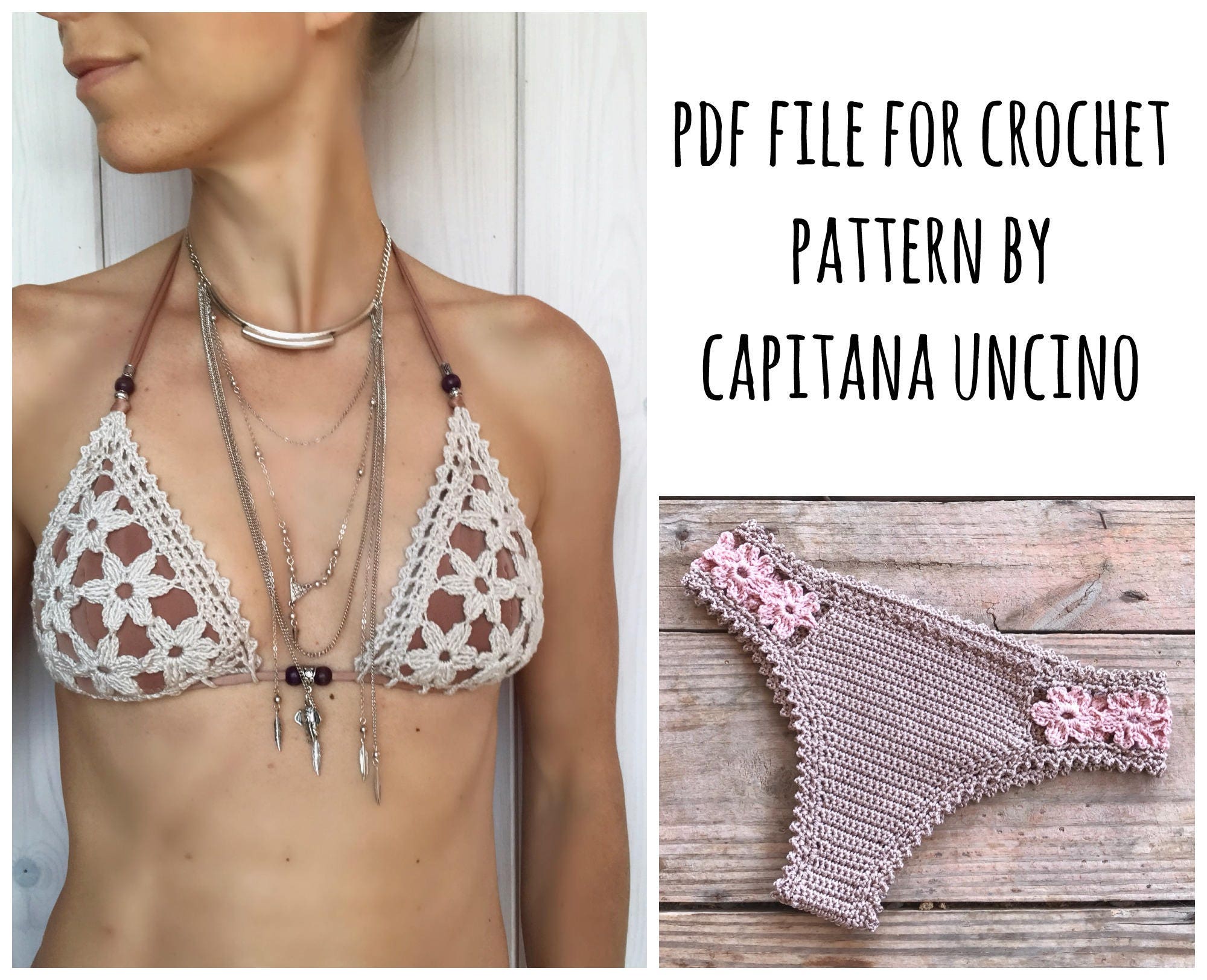 PDF-file for Crochet PATTERN Coralia Flower hipster Bikini,This listing is PDF...