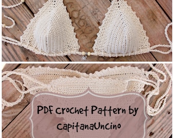 PDF, Crochet PATTERN Naiad Crochet Bikini Top and Brazilian Bottom, Cheeky, scrunch butt, Sizes XS-L