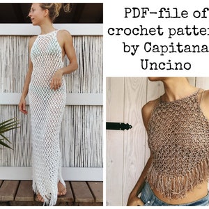 PDF-files of Crochet PATTERNS for Minerva Crochet Dress/ Top, 4 different Sizes: xs-xl, Beach Cover up image 1