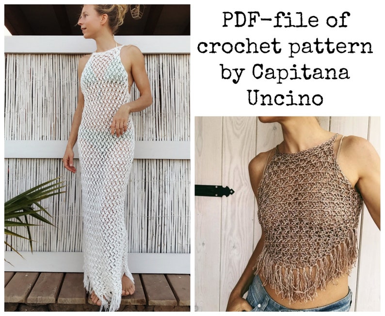 PDF-files of Crochet PATTERNS for Minerva Crochet Dress/ Top, 4 different Sizes: xs-xl, Beach Cover up image 1