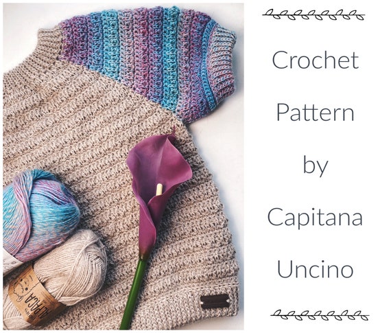 PDF-file for Crochet PATTERN, Peony Tee, sizes XS-xxL