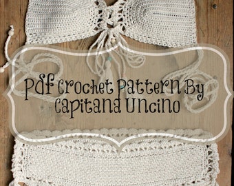 PDF, Crochet PATTERN for Haliai Crochet Bikini Top and Hipster Bottom, Sizes XS-L