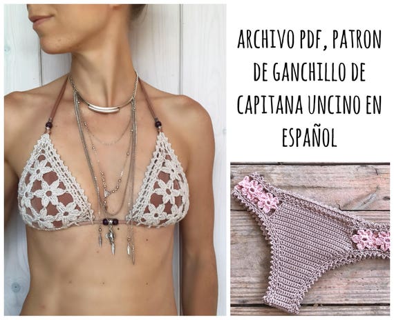PDF PATRON de Ganchillo, Coralia Brazilian Bikini, 2 partes, tallas XS,S,M,L, en español, parte de arriba, parte de abajo brazileño