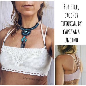 PDF-file for Crochet PATTERN, Liliana Bandeau Top, Sizes XS-L, Bikini top, Cropped top, with or without ties