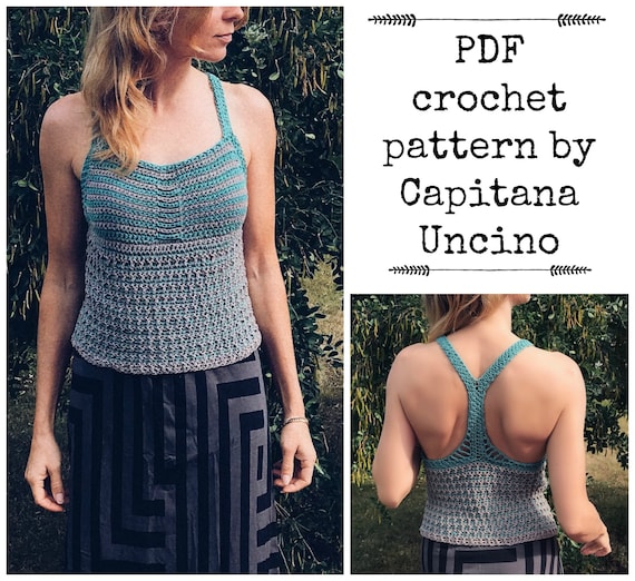 PDF-file for Crochet PATTERN Aava Crochet Top, Cropped Top, XS,S,M,L,xL, racer back
