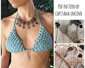 PDF-file for Crochet PATTERN, Ariella Mermaid Crochet Bikini Top Sizes XS-L