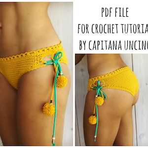 PDF-file for Crochet PATTERN, Sunflower Crochet Bikini Bottom, Sizes XS,S,M,L, Cheeky