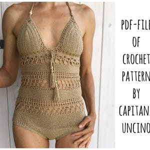 PDF-file, Crochet PATTERN for Giana Swimsuit, onepiece, body,  Sizes XS-L,