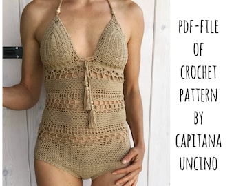 PDF-file, Crochet PATTERN for Giana Swimsuit, onepiece, body,  Sizes XS-L,