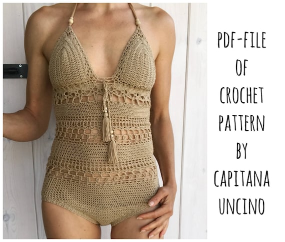 PDF-file, Crochet PATTERN for Giana Swimsuit, onepiece, body,  Sizes XS-L,