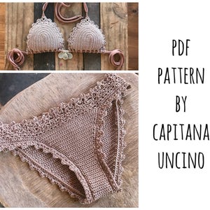 PDF, Crochet PATTERN for Lorelei Crochet Bikini Top and Basic Bottom with more coverage, Sizes XS-L, with 2 edging options